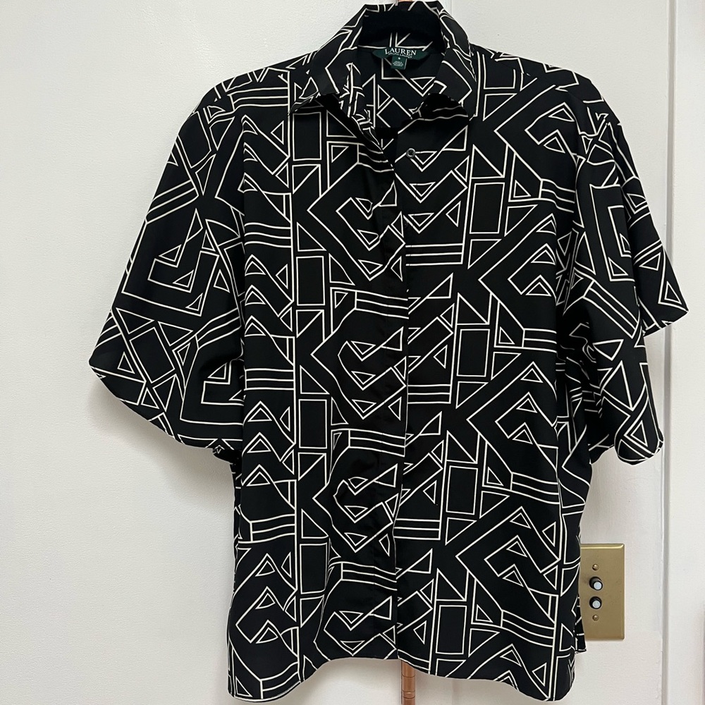 Lauren Ralph Lauren Button Up Butterfly Sleeve Tee